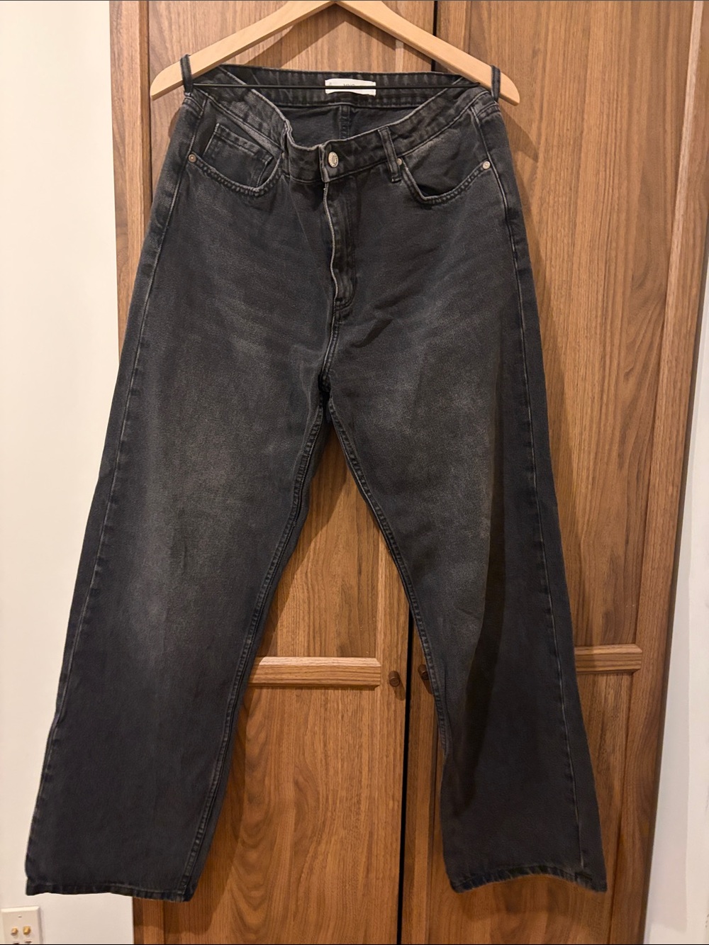 Mango Black Wide-Leg Flare Jeans